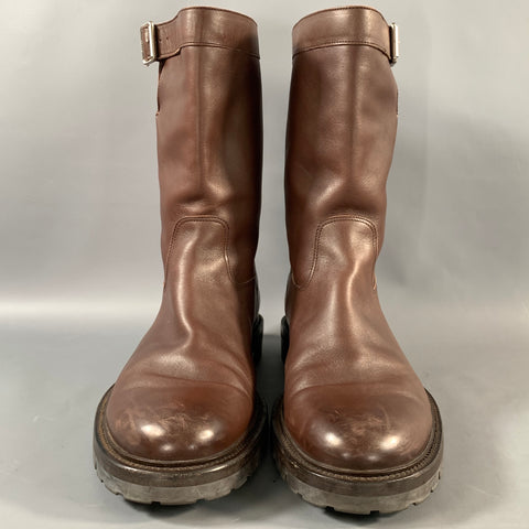 BALLY Size 11.5 Brown Leather Pull On Boots