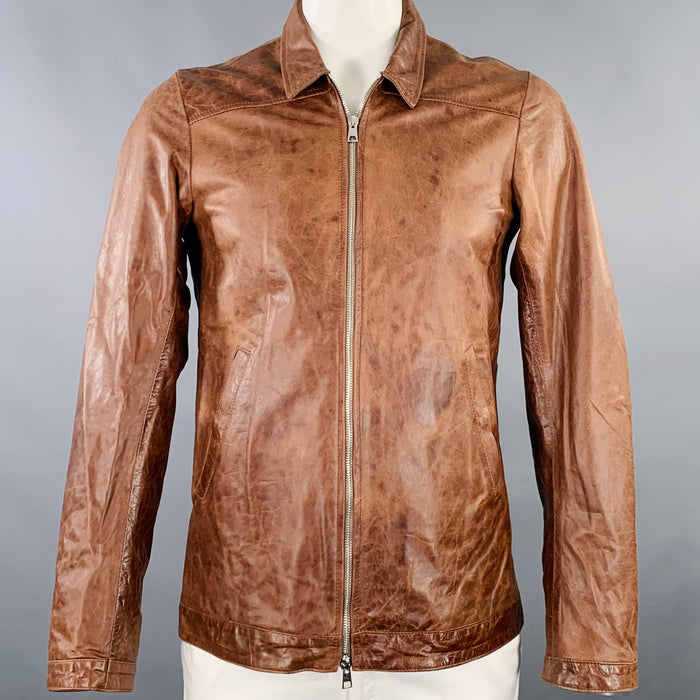 GIORGIO BRATO Size 42 Brown Leather Worker Jacket