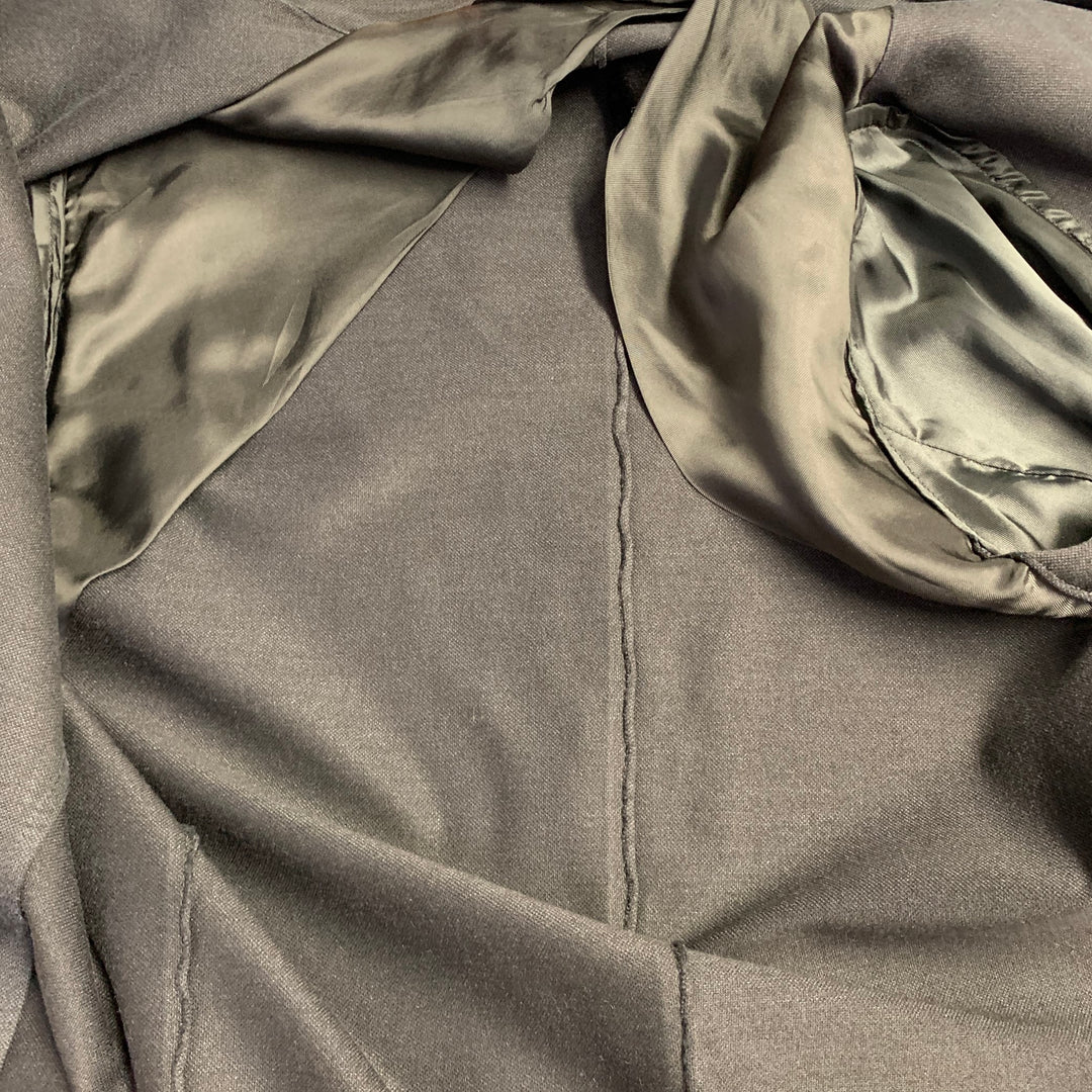 LANVIN Size L Black Silk Cotton Notch Lapel Jacket