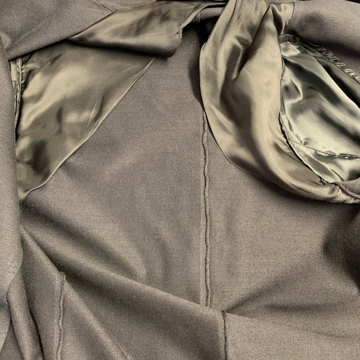 LANVIN Size L Black Silk Cotton Notch Lapel Jacket