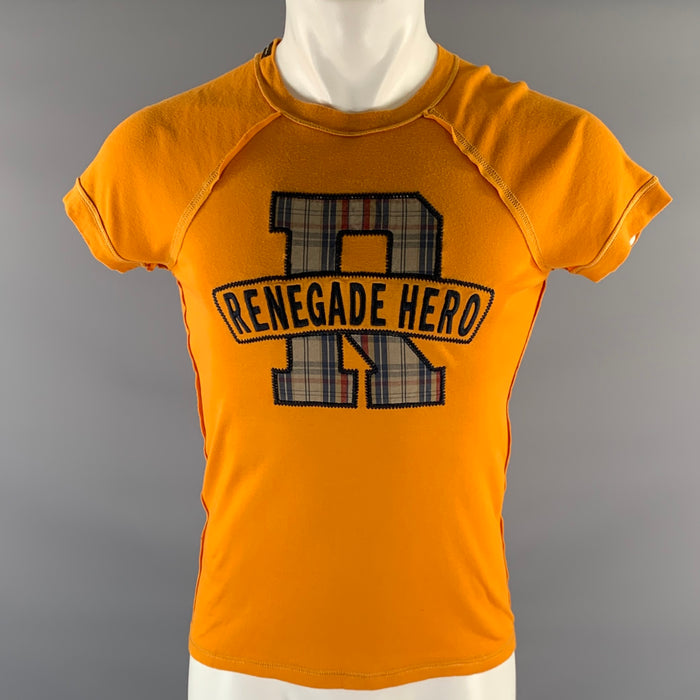 D&G by DOLCE & GABBANA Size S Orange Cotton Embroidered T-shirt