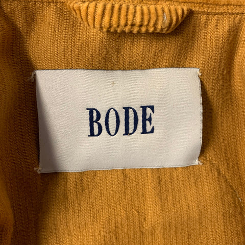 BODE Size M L Tan Multi Color Patches Cotton Buttoned Coat