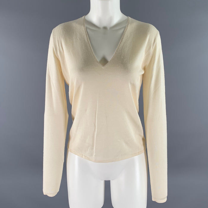 RALPH LAUREN Size L Cream Silk Cashmere Pullover