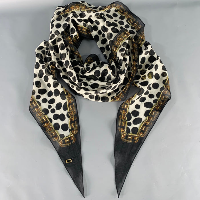 MARC JACOBS Black White Brown Dots Chain Scarf