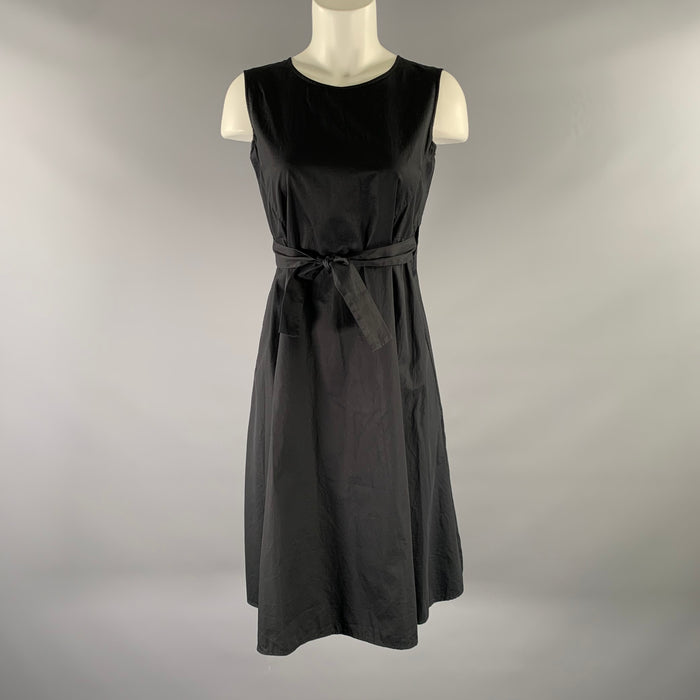 JIL SANDER Size 2 Black Cotton IW405708 Open back Knee-Length Dress