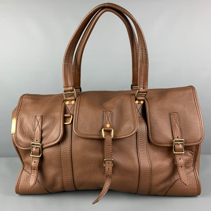 BURBERRY by Christopher Bailey Brown Textured Pebble Grain Leather Messenger Bag