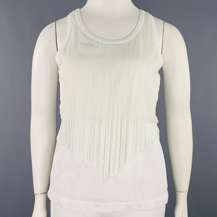 MAISON MARGIELA Size L White Cotton Fringe Tank Casual Top