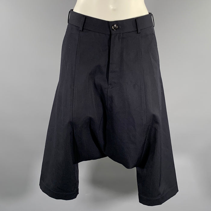 COMME des GARCONS Size S Black Wool RI-P006 Drop crotch Shorts