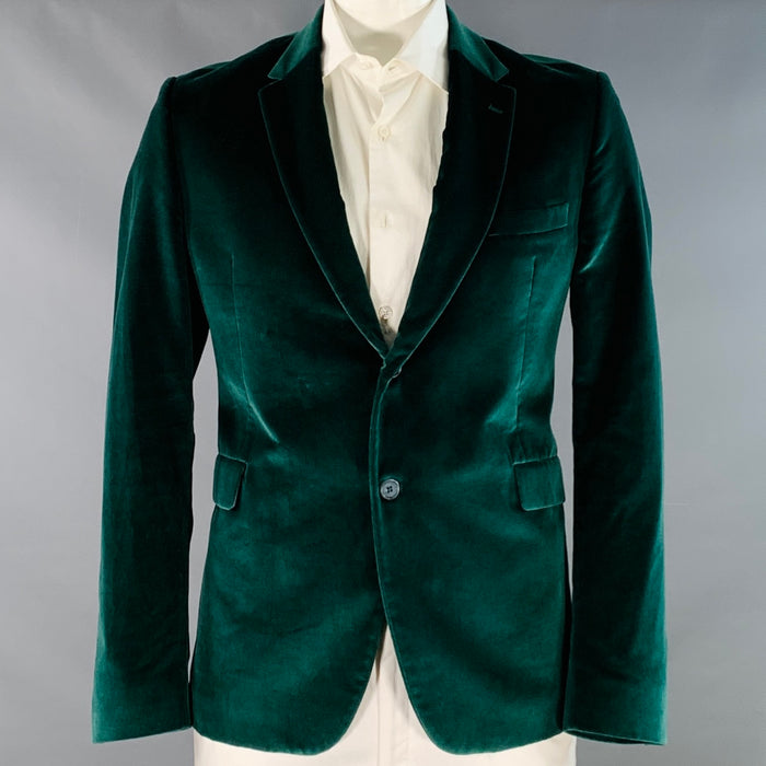 PAUL SMITH Size 44 Kensington Green Velvet Cotton Notch Lapel Sport Coat
