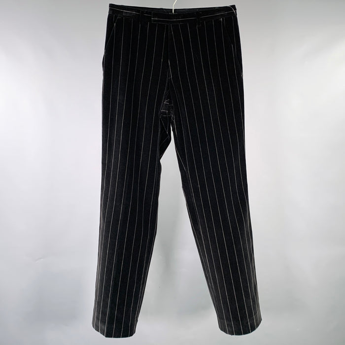 HUGO BOSS Size 30 Black Grey Pinstripe Cotton Velvet Dress Pants