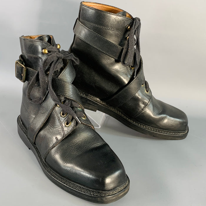 POLO by RALPH LAUREN Size 9.5 Black Gold Leather Buckle Boots
