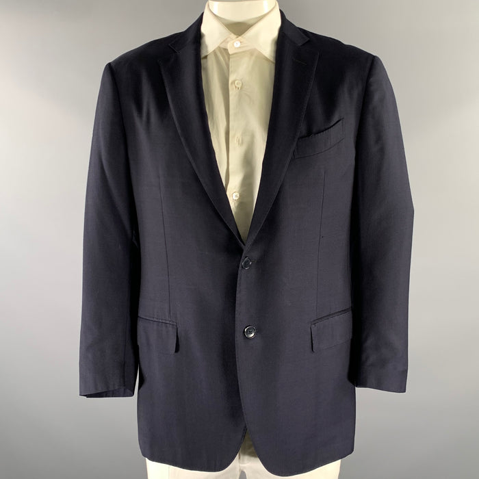 ERMENEGILDO ZEGNA Size 44 Navy Wool Notch Lapel Sport Coat