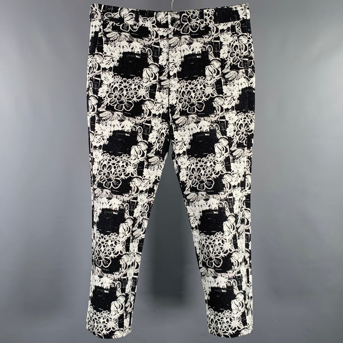 COMME des GARCONS HOMME PLUS 2021 Size M Black White Floral Cotton Dress Pants