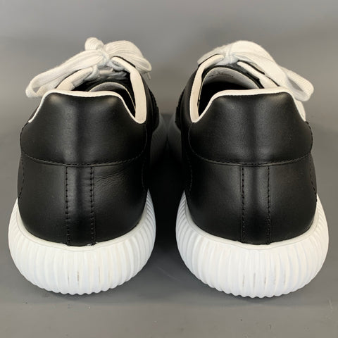 LANVIN Size 9 Black White Leather Lace Up Sneakers