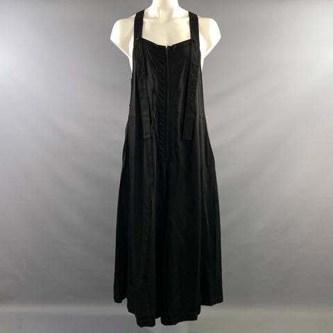 YOHJI YAMAMOTO AW2015 Size L Black Pleated Cupro Overall Jumpsuit