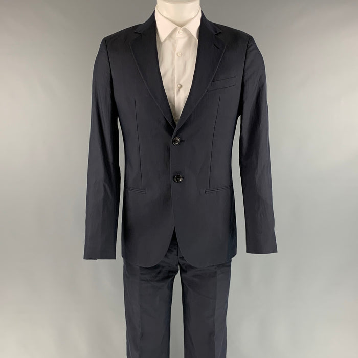 GIORGIO ARMANI Size 38 Navy Cotton Silk Notch Lapel Suit