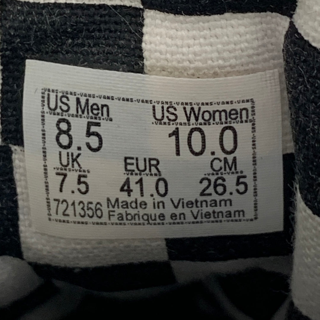 VANS Size 8.5 All Over Checkerboard Black White Checkered Canvas High Top Sneakers