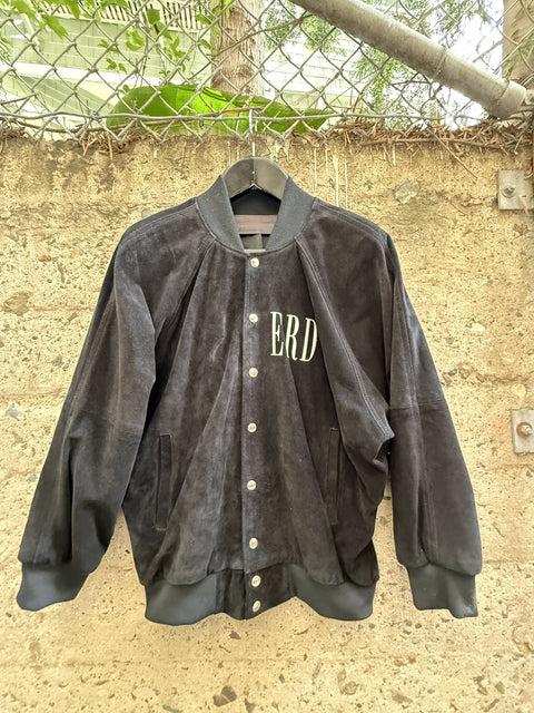 ENFANTS RICHES DEPRIMES ERD SS2018 XL Black Embroidery Suede Bomber Jacket