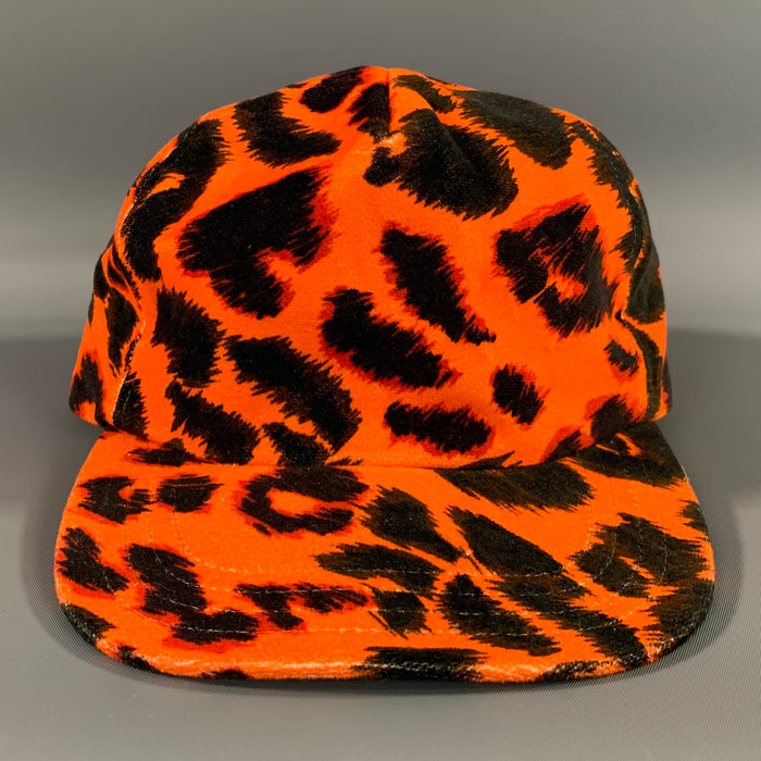 R13 Size S Orange Black Leopard Cotton Blend Hat
