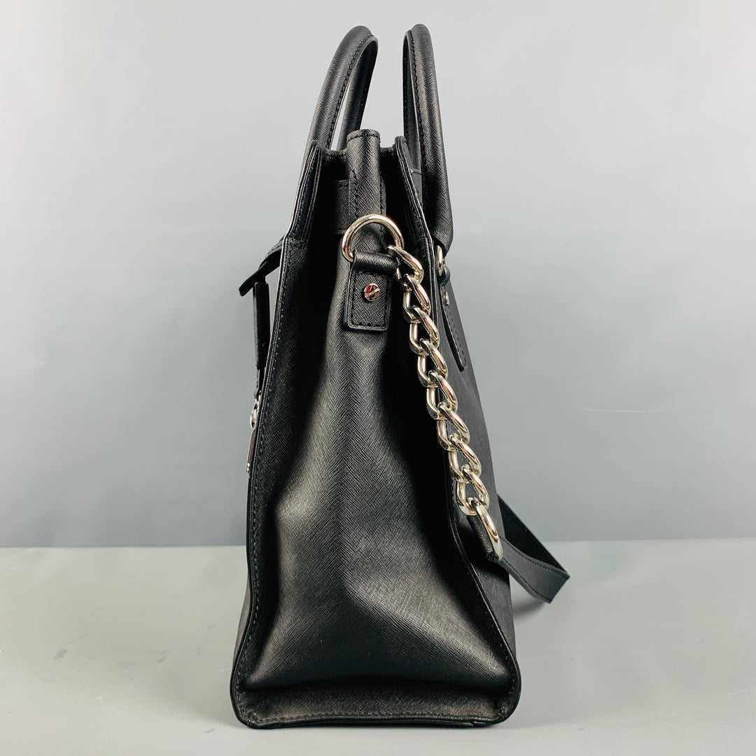 MICHAEL by MICHAEL KORS Black Studded Coated Canvas Tote Handbag