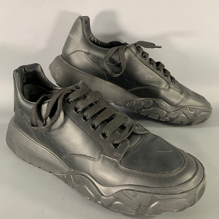 ALEXANDER MCQUEEN Size 10.5 Black Leather Sneakers