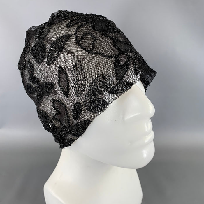 RALPH LAUREN Black Sequined Mesh Hats