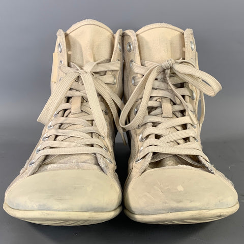 BALENCIAGA Size 8 White Distressed Canvas Lace Up Sneakers