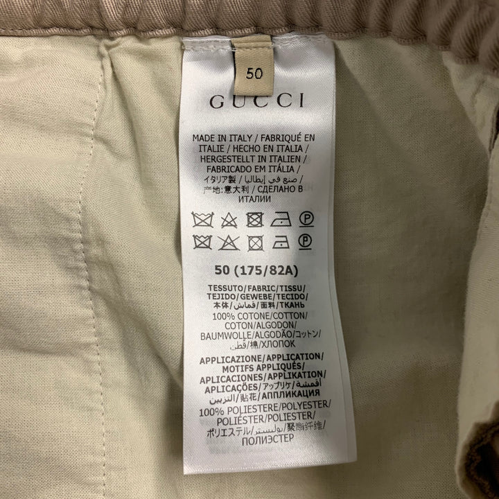 GUCCI Size 34 Taupe Cotton Elastic Waistband Casual Pants