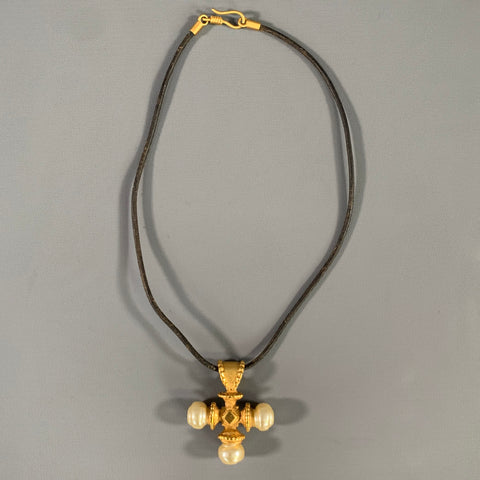 CATHERINE PREVOST Gold Cream Pearl Necklace