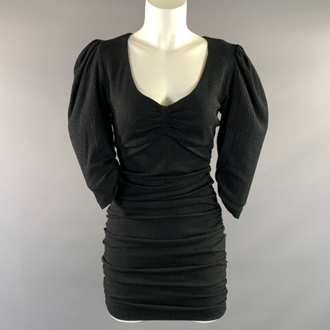 BA&SH Size S Black Polyester Blend Ruched Knee Length Cocktail Dress