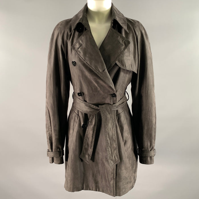 ALEXANDER MCQUEEN Size M Grey Polyethylene Solid Double Breasted Coat