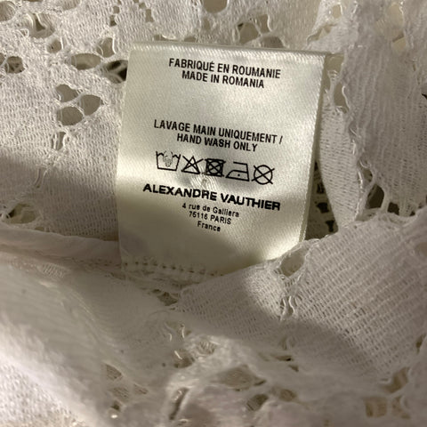 ALEXANDRE VAUTHIER Size M White Cotton Blend Lace Snaps Shirt