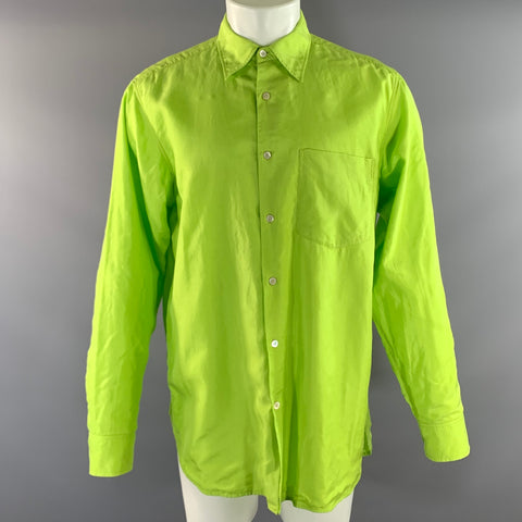DRIES VAN NOTEN Size M Green Lime Silk Long Sleeve Shirt