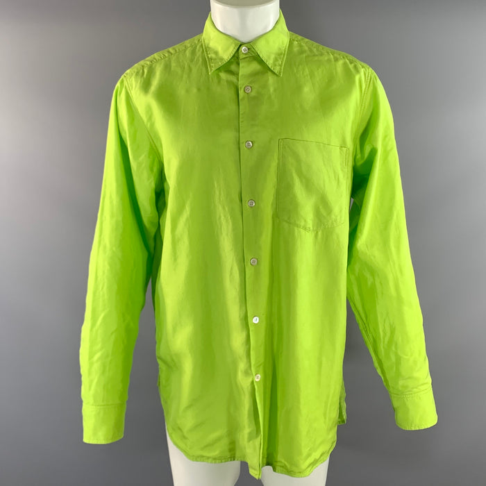 DRIES VAN NOTEN Size M Green Lime Silk Long Sleeve Shirt