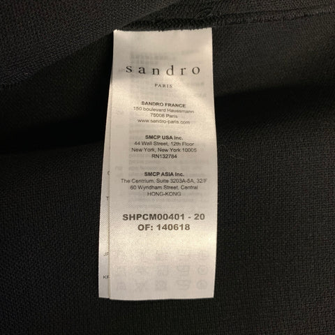 SANDRO Size XXL Black Polyester Blend Button Up Short Sleeve Shirt