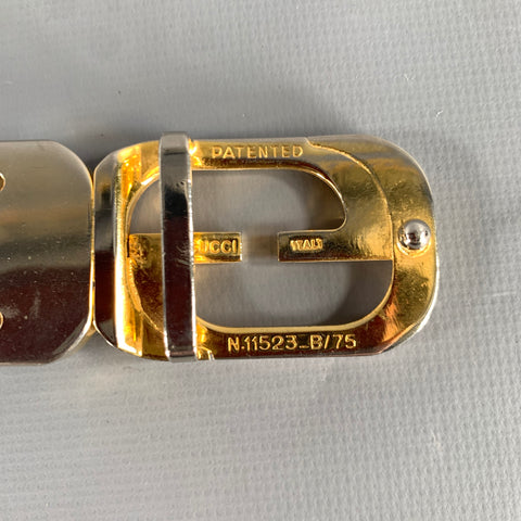 GUCCI Navy Burgundy Leather Belt