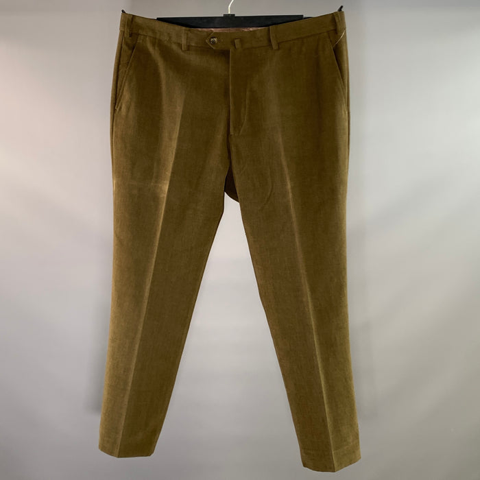 LORO PIANA Size 40 Green Olive Solid Cotton Flat Front Casual Pants
