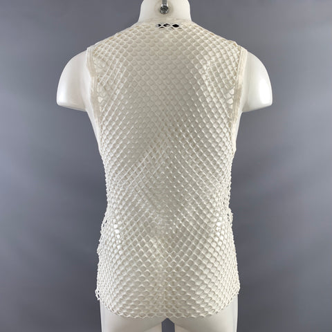 IRO Size M White Mesh Viscose & Elastane Crew Neck Tank Top