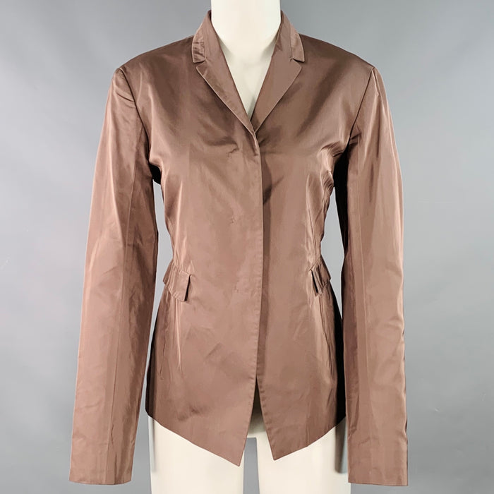 JIL SANDER Size 2 Purple Grey Polyester Silk Hidden Placket Jacket