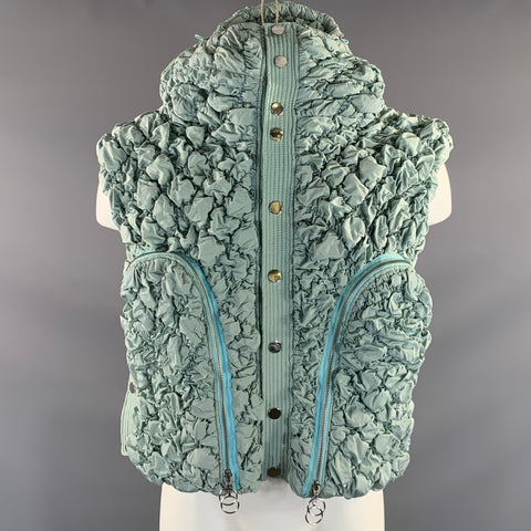 CONSTANTINOU F/W2022 Size M Blue Green Mint Quilted Nylon Zip & Snaps Vest