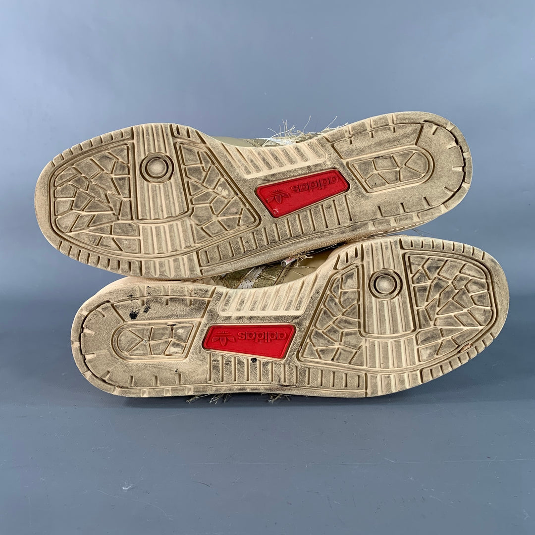 ADIDAS Size 9.5 Beige White Mixed Materials Nylon Mesh Sneakers