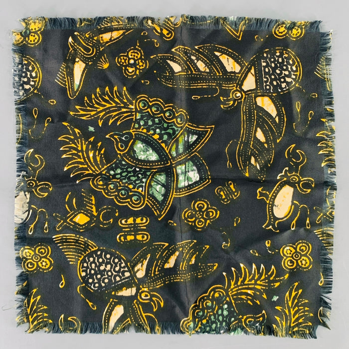 DRIES VAN NOTEN Black Yellow Abstract Silk Pocket Square