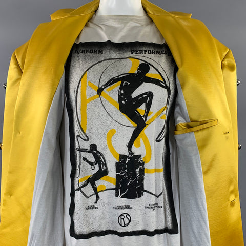 RAF SIMONS S/S2019 Size 38 Yellow Applique Wool & Silk Oversized Coat