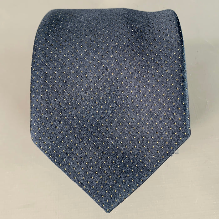 GUCCI Vintage Navy Yellow Dots Silk Skinny Tie
