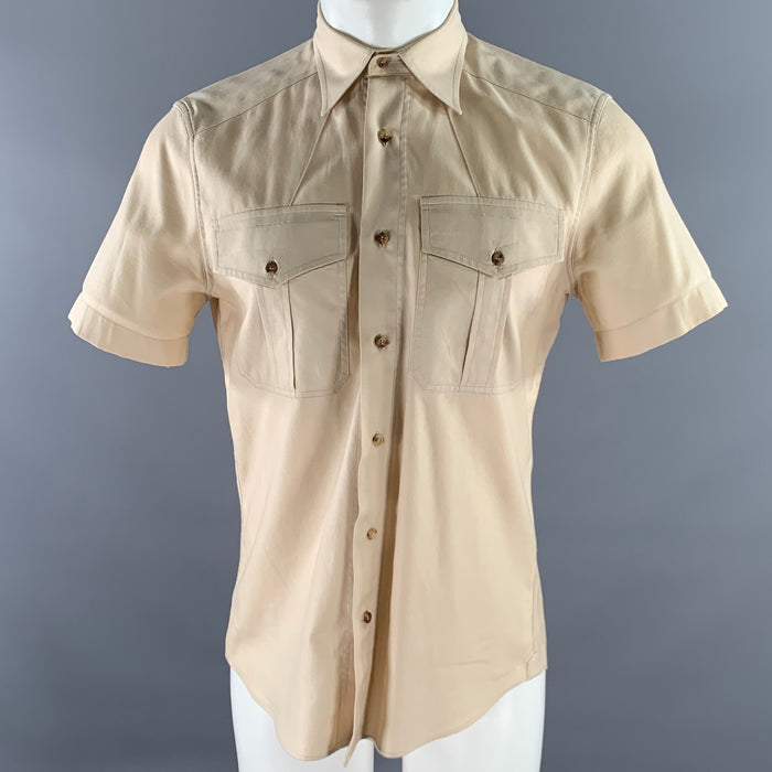 BRUNELLO CUCINELLI Size S Khaki Short Sleeve Shirt