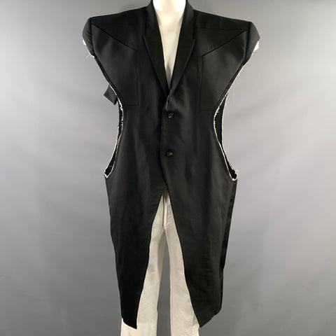 RICK OWENS Size 44 Black Wool Elastane Notch Lapel Coat