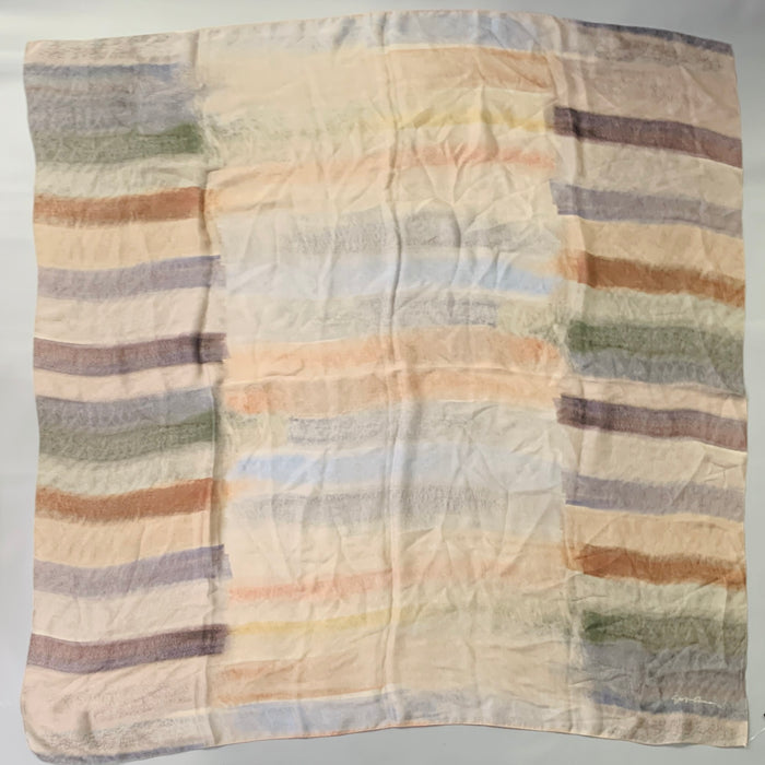 GIORGIO ARMANI Brown Green Ombre Watercolor Silk Scarf Shawl