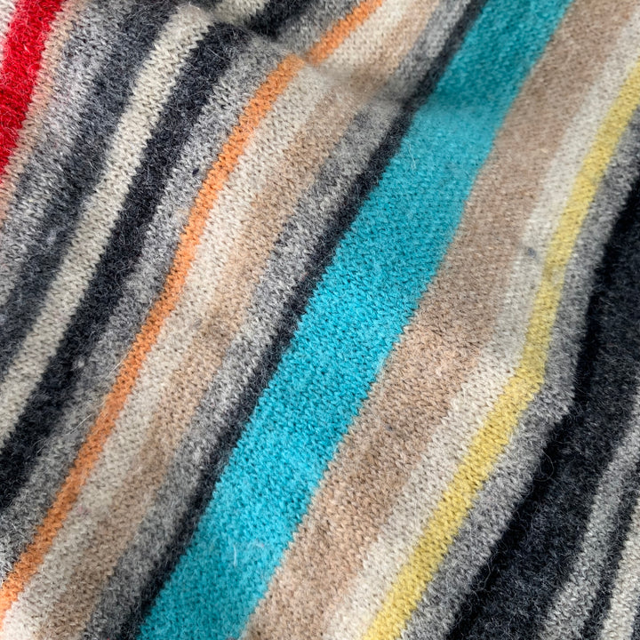 PAUL SMITH Multi Color Stripe Cashmere Blend Knit Scarf