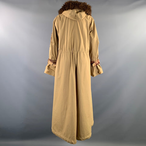 SACAI Size M Khaki Burgundy & Brown Wool Blend Plaid Trench Coat