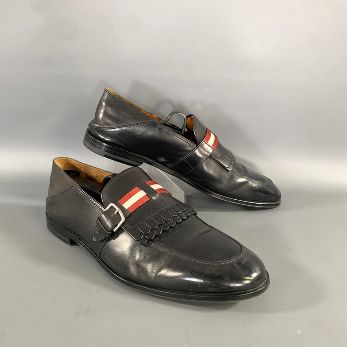 BALLY Size 7 5 Black Red white Leather Eyelash Loafers